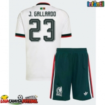 Camisa de Futebol México Jesus Gallardo #23 Equipamento Secundário Infantil Mundo 2026 Manga Curta (+ Calças curtas)